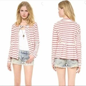 Free People Striped Terrycloth Peplum Jacket Medium